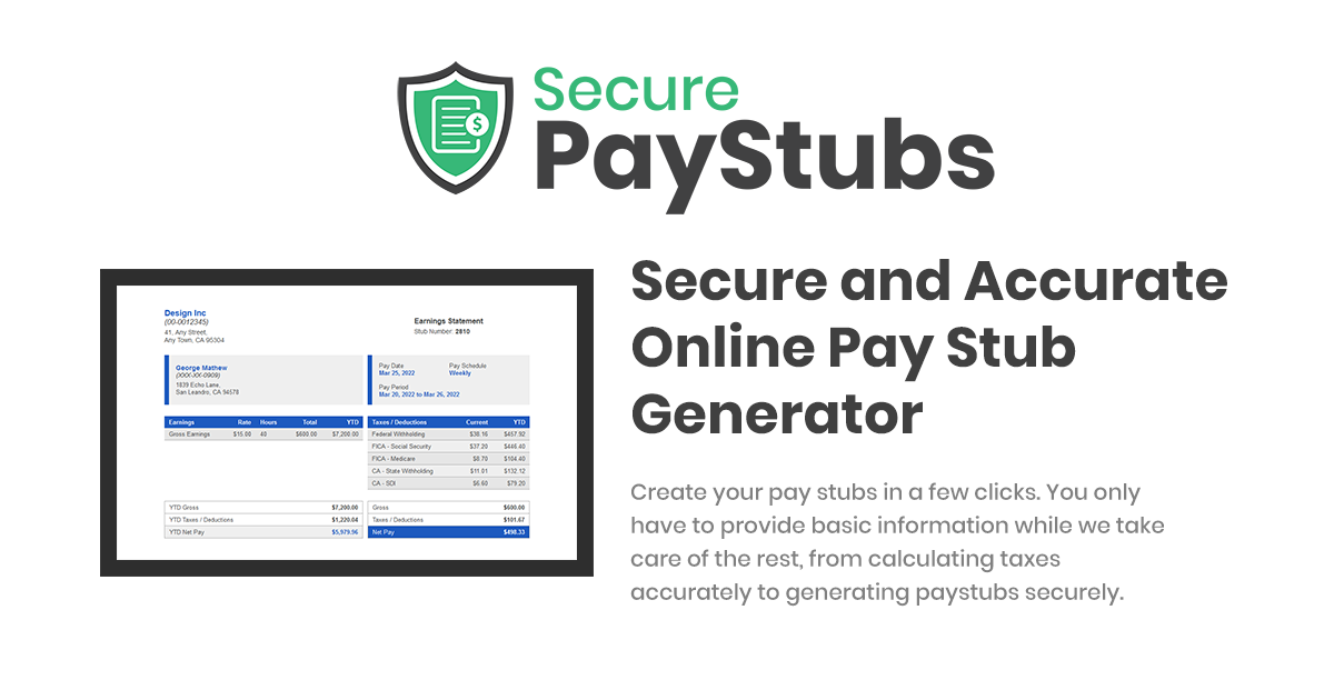 Sign In Create Paystubs In A Few Clicks SecurePayStubs